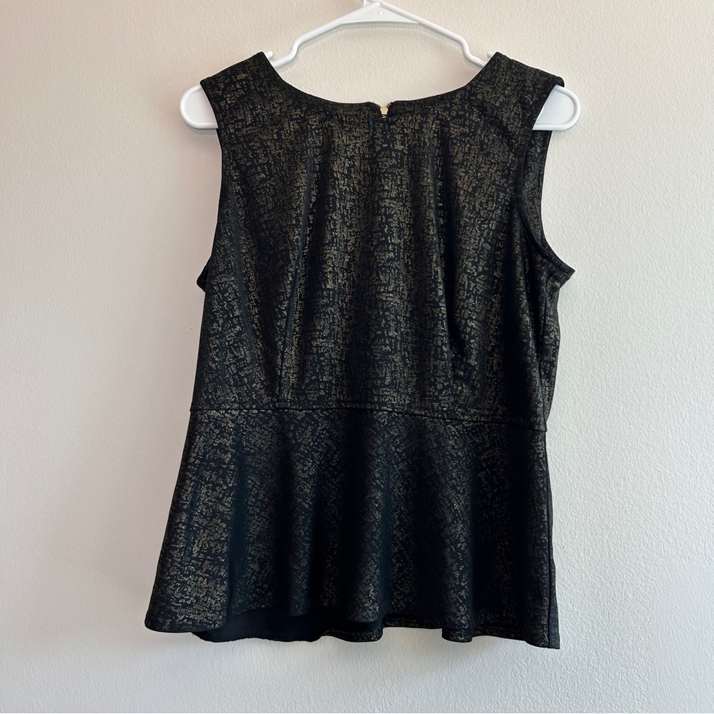 Alfani Elegant Black and Gold Sleeveless Top Size Medium